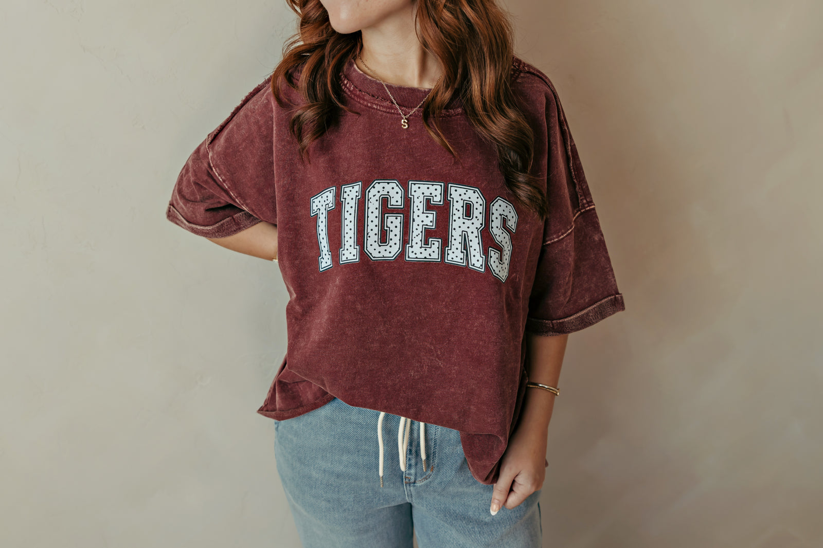 Polka Dot Tuttle Tigers Acid Wash Cabernet