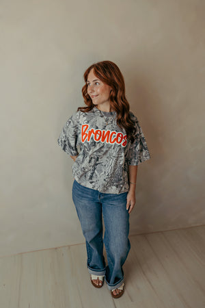 Grey Camo Broncos Graphic Tee