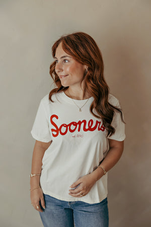 OU Sooners Bold Script Vintage White Tee