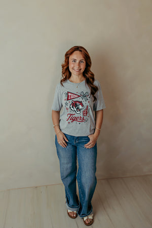 Tuttle Tigers Spirit Collage Graphic Tee Heather Grey