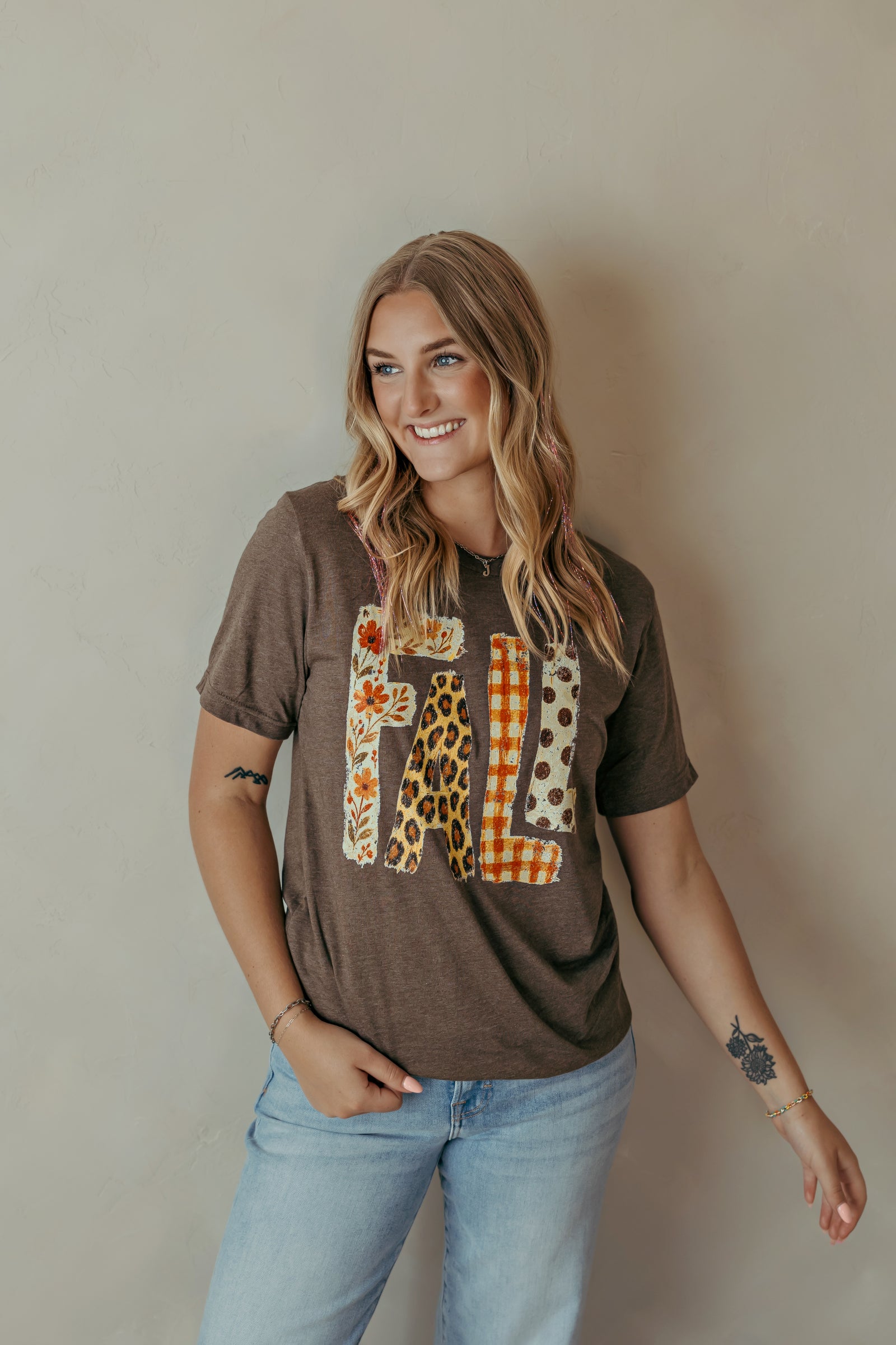 Fall Cheetah Graphic Tee Brown
