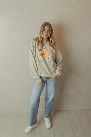 Fall Colored Floral Sweatshirt Sand