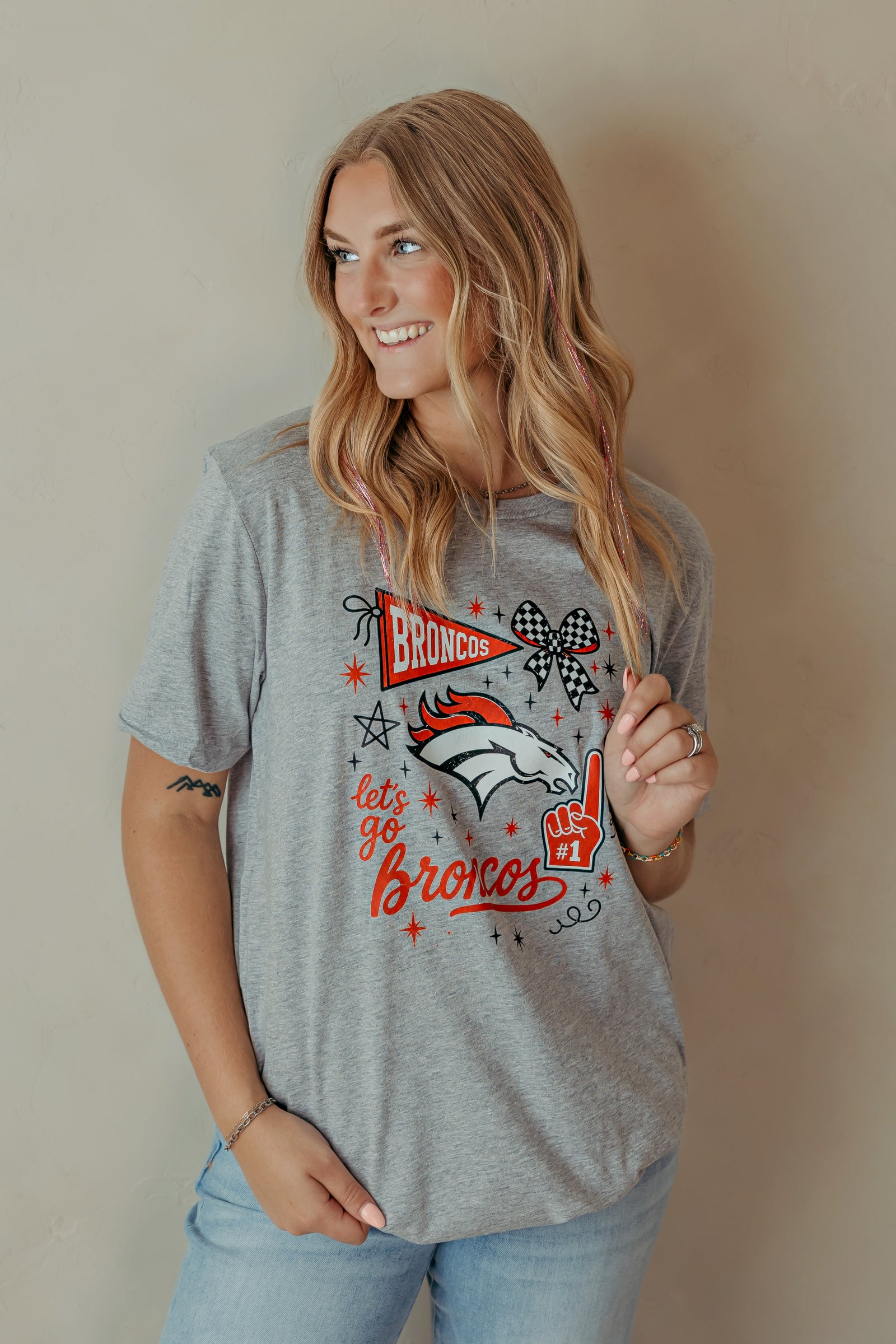 Broncos Spirit Collage Graphic Tee Heather Grey