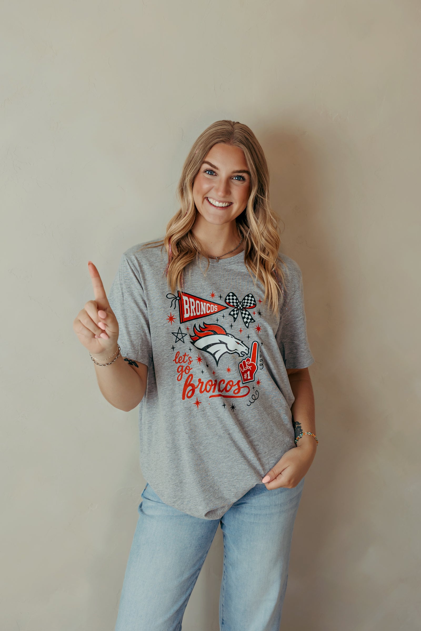 Broncos Spirit Collage Graphic Tee Heather Grey