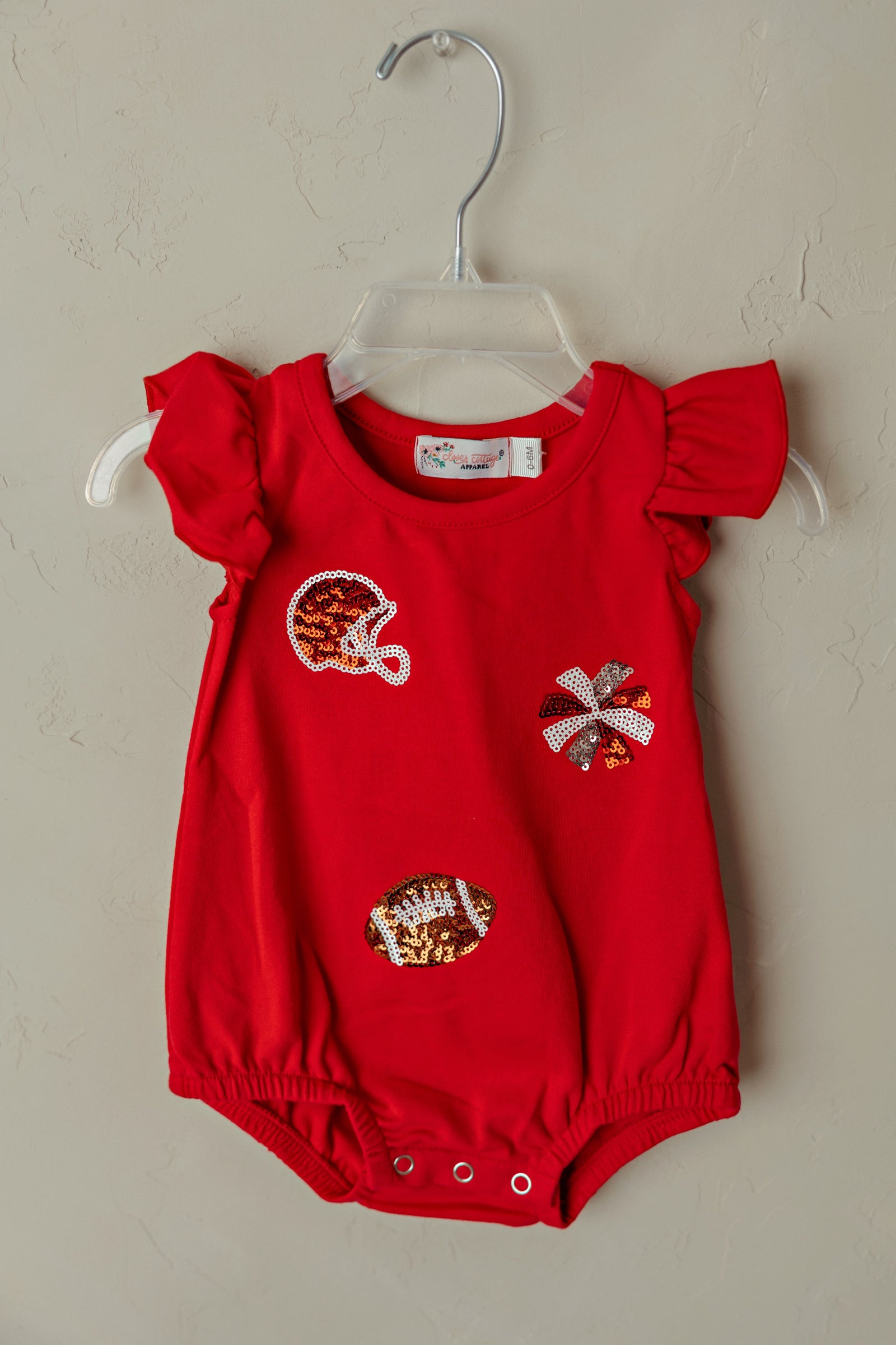 Red Sequin Go Team Baby Romper