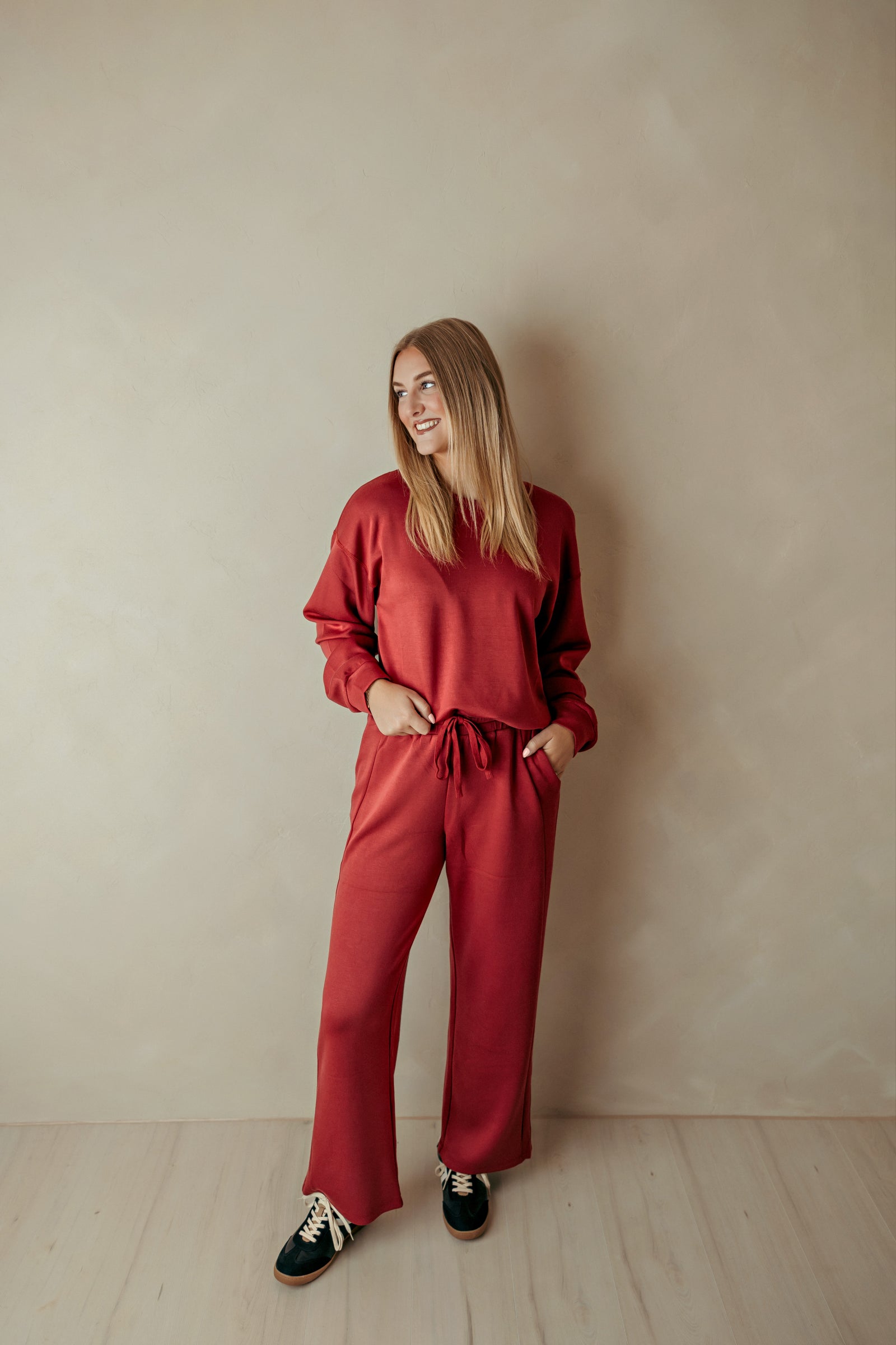 Dark Red Crew Neck Sweatshirt