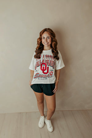 Oklahoma Maddux Multimedia Semi Cropped Oversized Band Tee