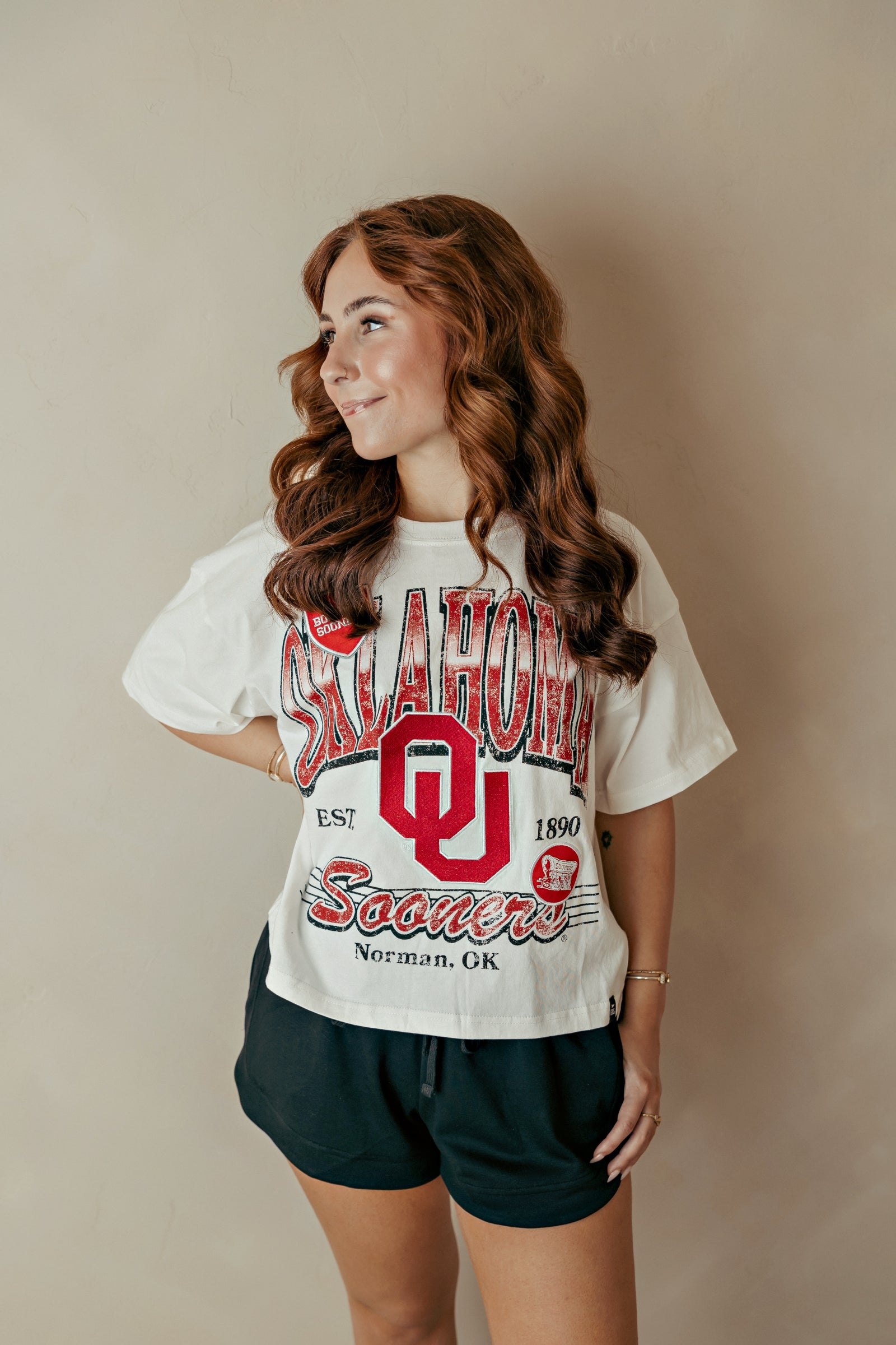 Oklahoma Maddux Multimedia Semi Cropped Oversized Band Tee