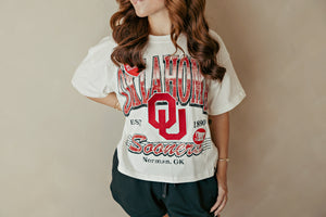 Oklahoma Maddux Multimedia Semi Cropped Oversized Band Tee