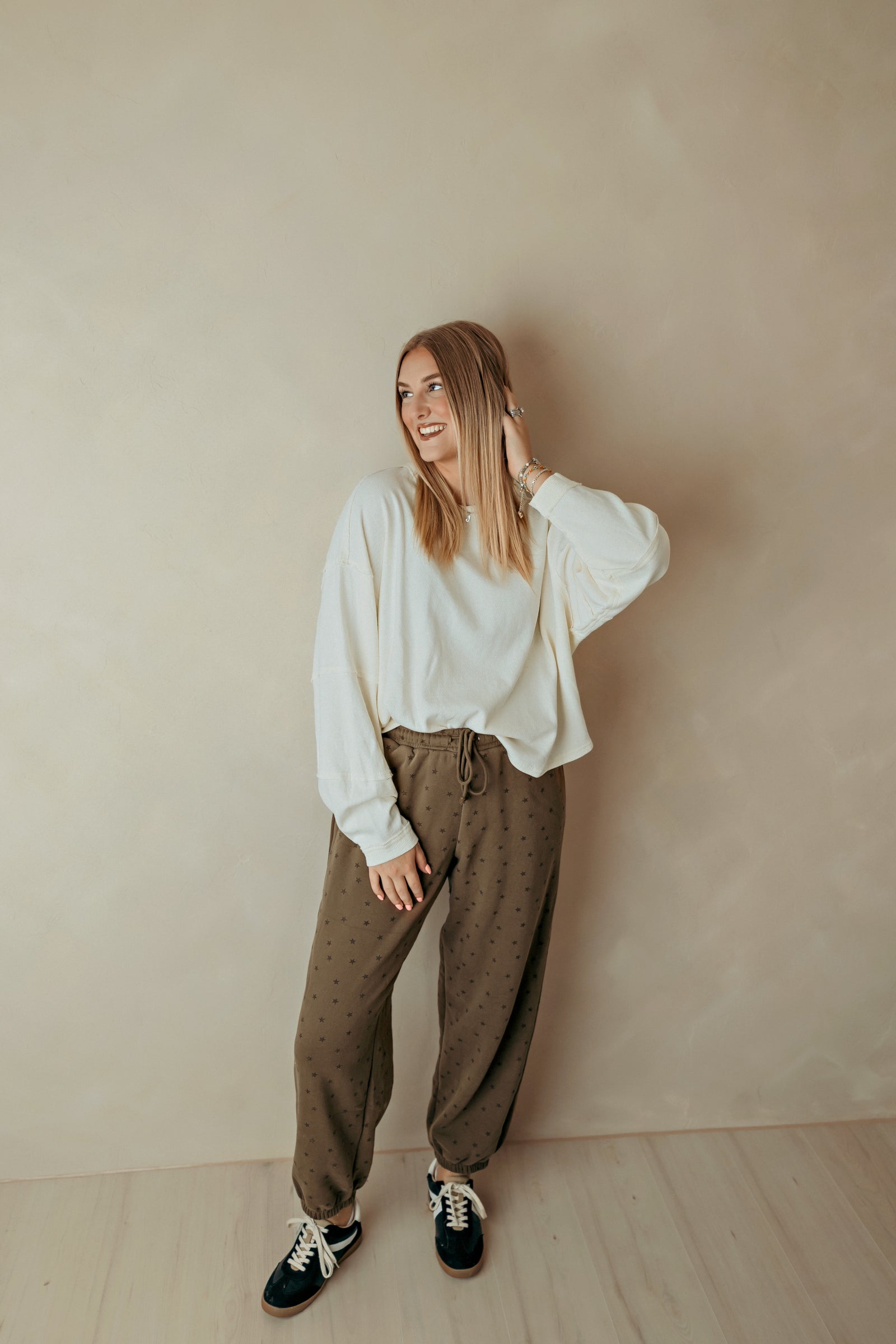 Mocha Star Print Jogger Pants
