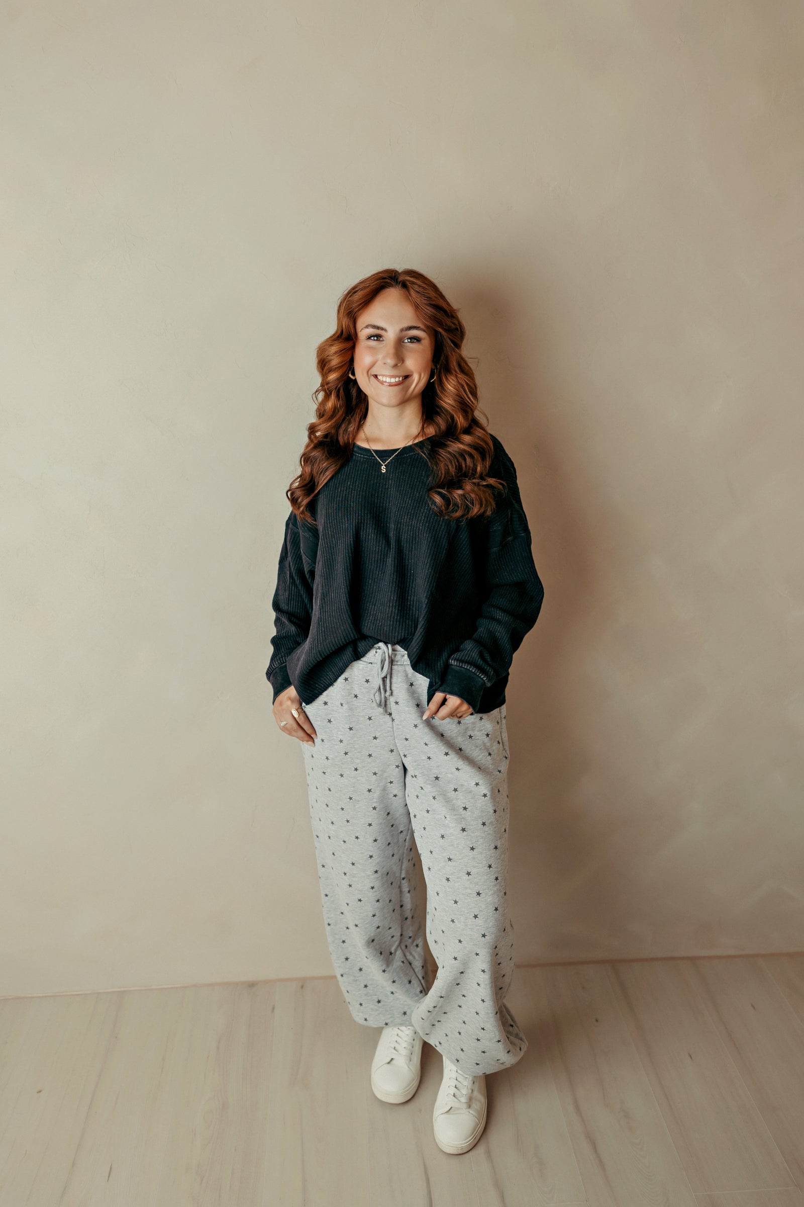 Heather Gray Star Print Jogger Pants