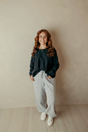 Heather Gray Star Print Jogger Pants