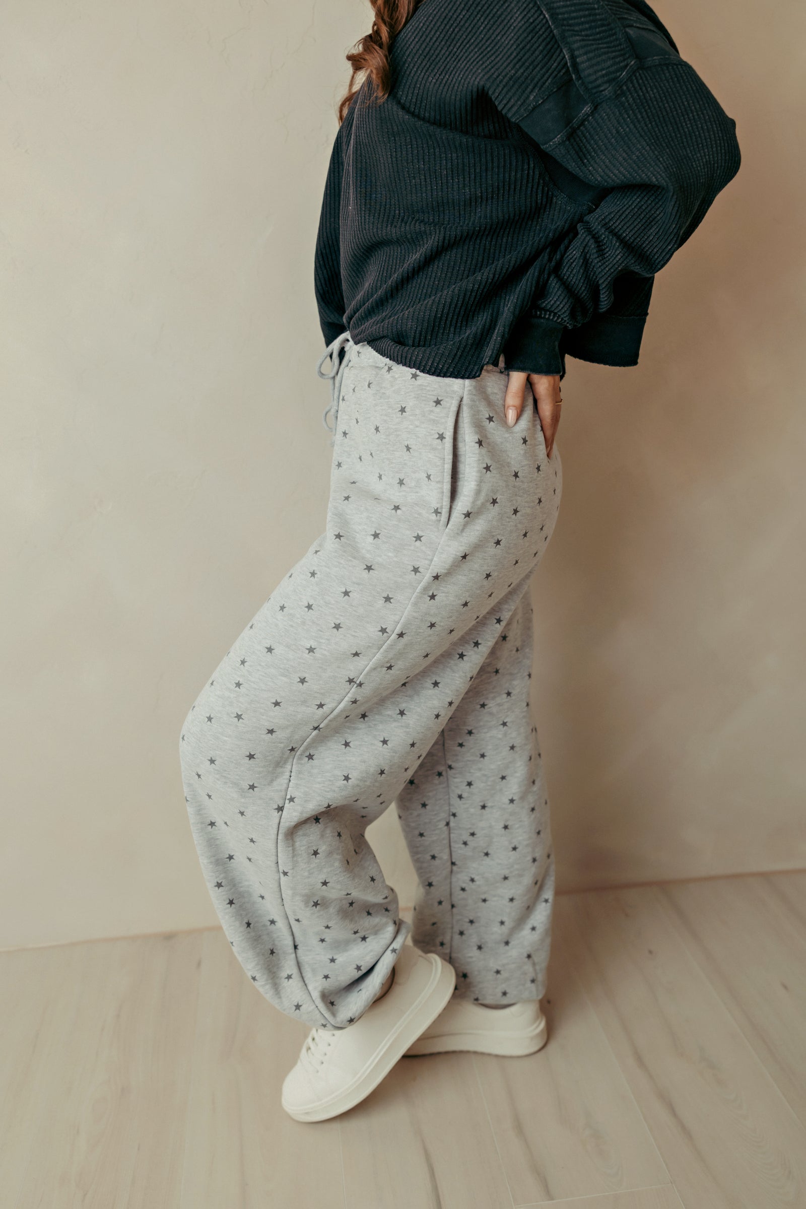Heather Gray Star Print Jogger Pants