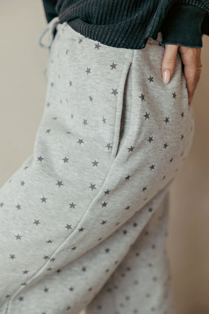 Heather Gray Star Print Jogger Pants