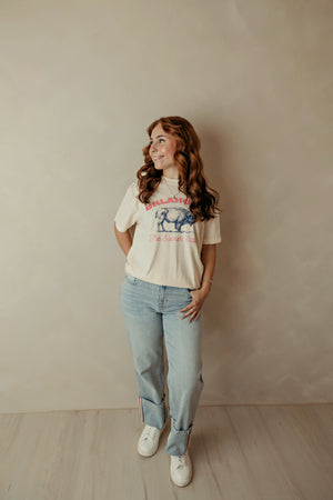 Ella Light Wash HR Cropped Cuff Classic Straight Jeans