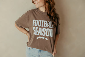Adult Football Season Graphic Tee Brown