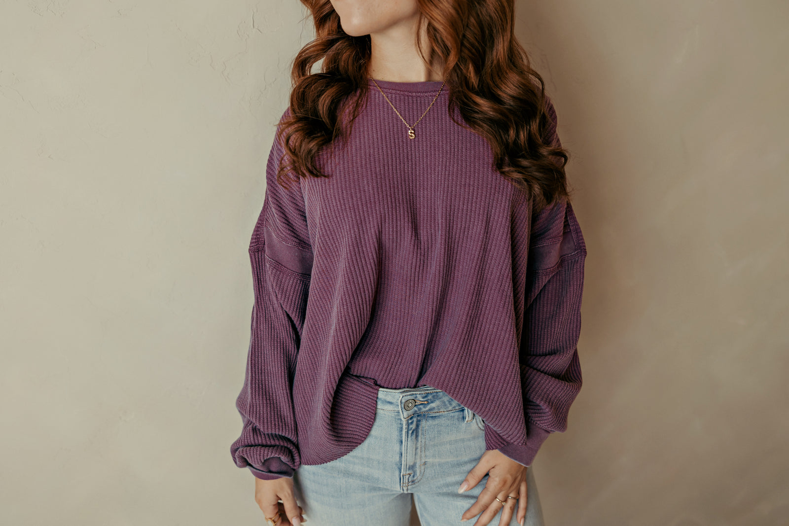 Dark Cherry Mineral Wash Waffle Open Back Top