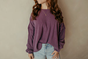 Dark Cherry Mineral Wash Waffle Open Back Top