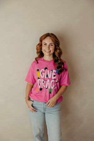 Give Grace Graphic Tee Pink