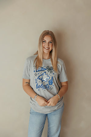 Bobcats Spirit Collage Graphic Tee Heather Grey