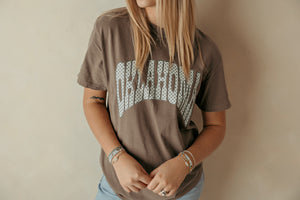Adult Polka Dot And Cheetah Oklahoma Graphic Tee Brown