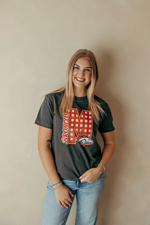 Adult Plaid Mustang Broncos Graphic Tee