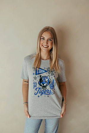 Tigers Spirit Collage Graphic Tee Heather Grey