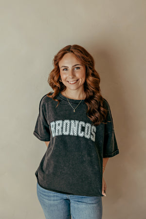 Polka Dot Mustang Broncos Acid Wash Black