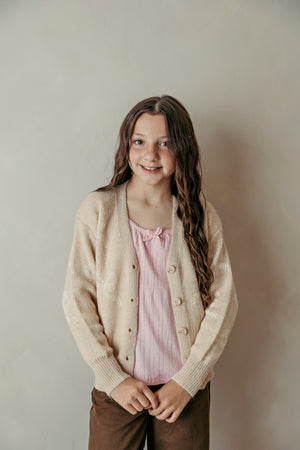 Girl's Knitted Cardigan Beige