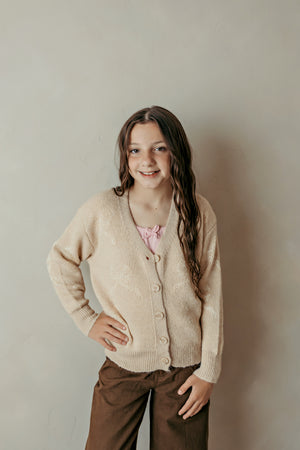 Girl's Knitted Cardigan Beige