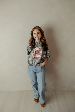 She's From Oklahoma Camo Graphic Tee