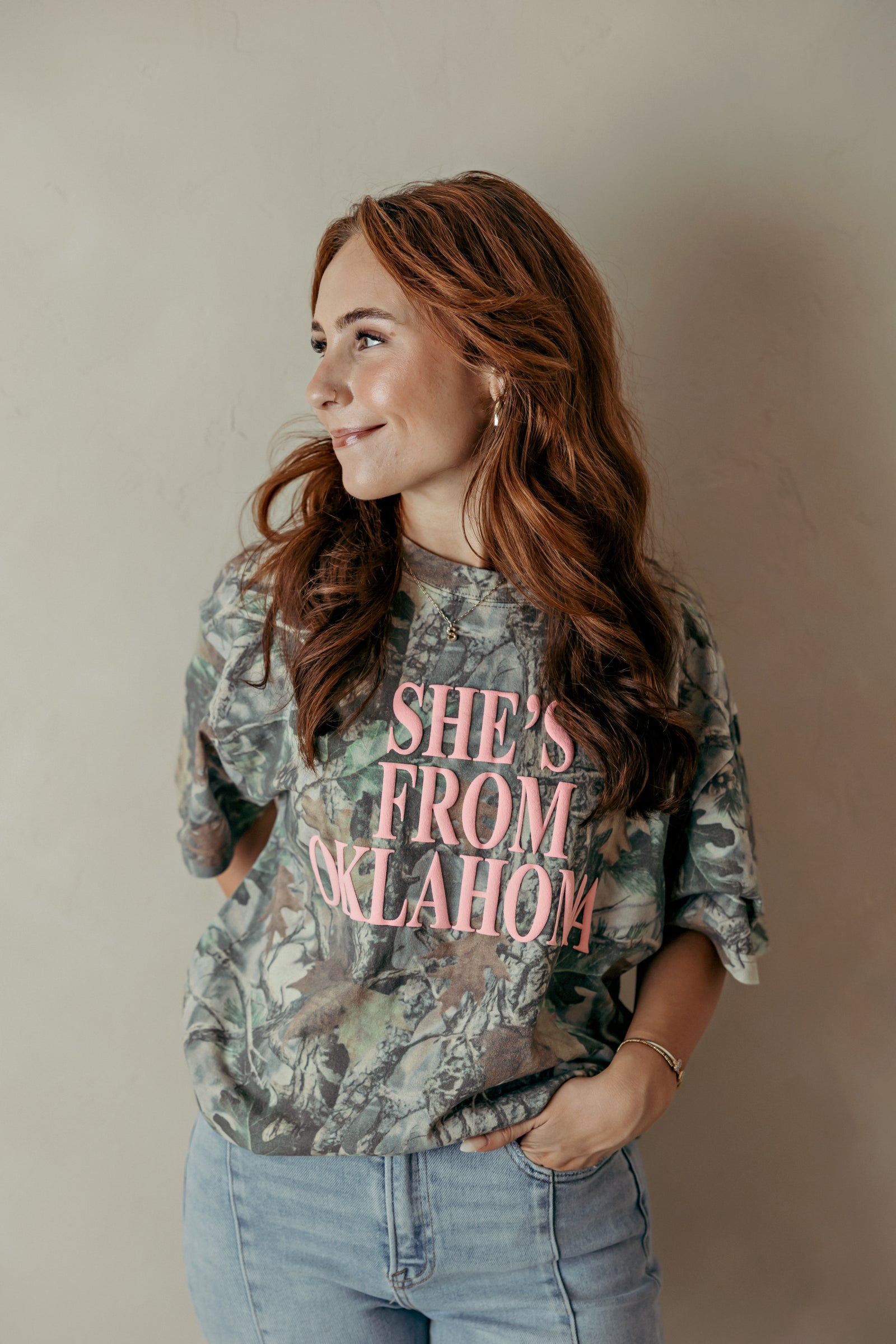 She's From Oklahoma Camo Graphic Tee