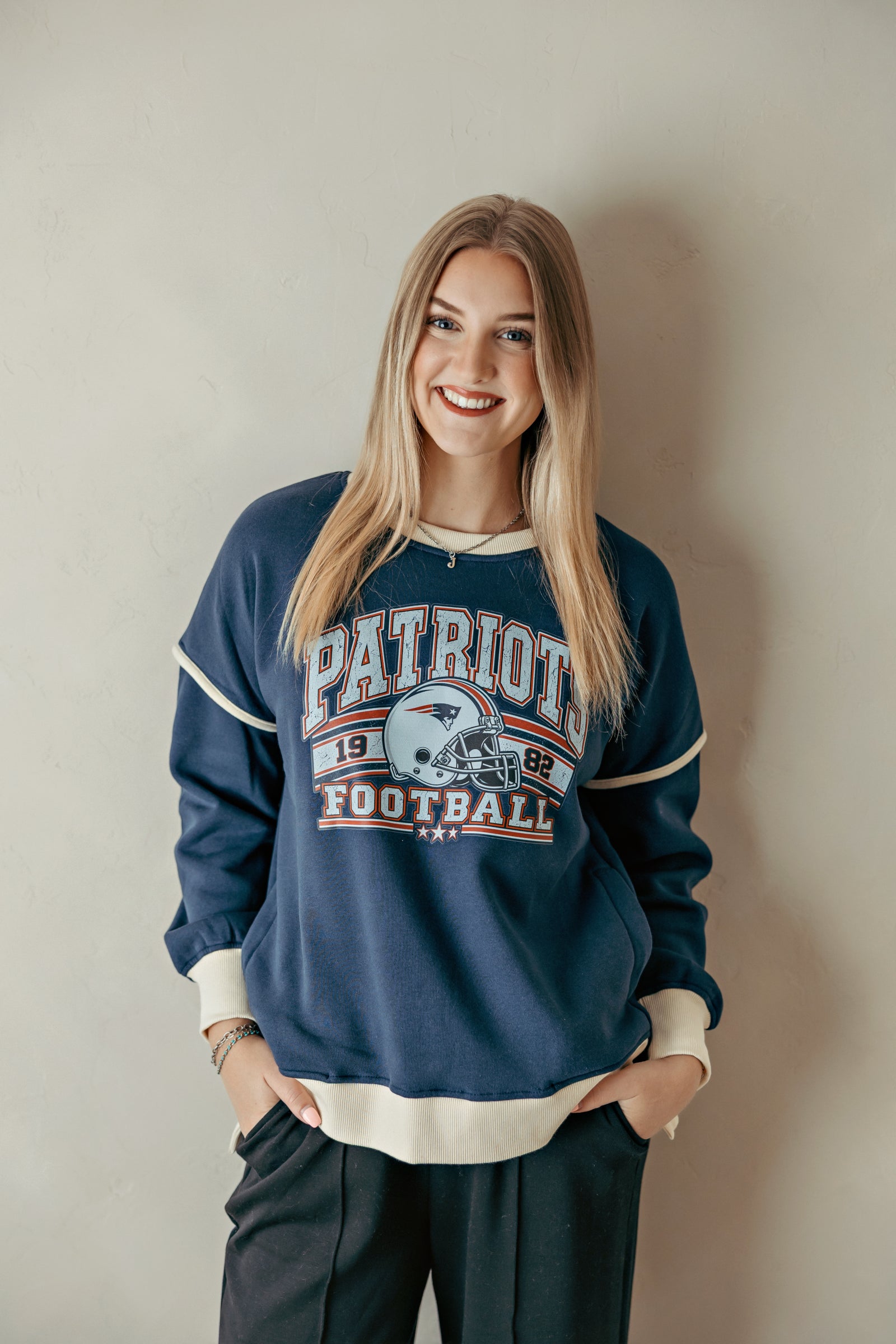 Patriots Vintage Football Helmet Sweatshirt Navy