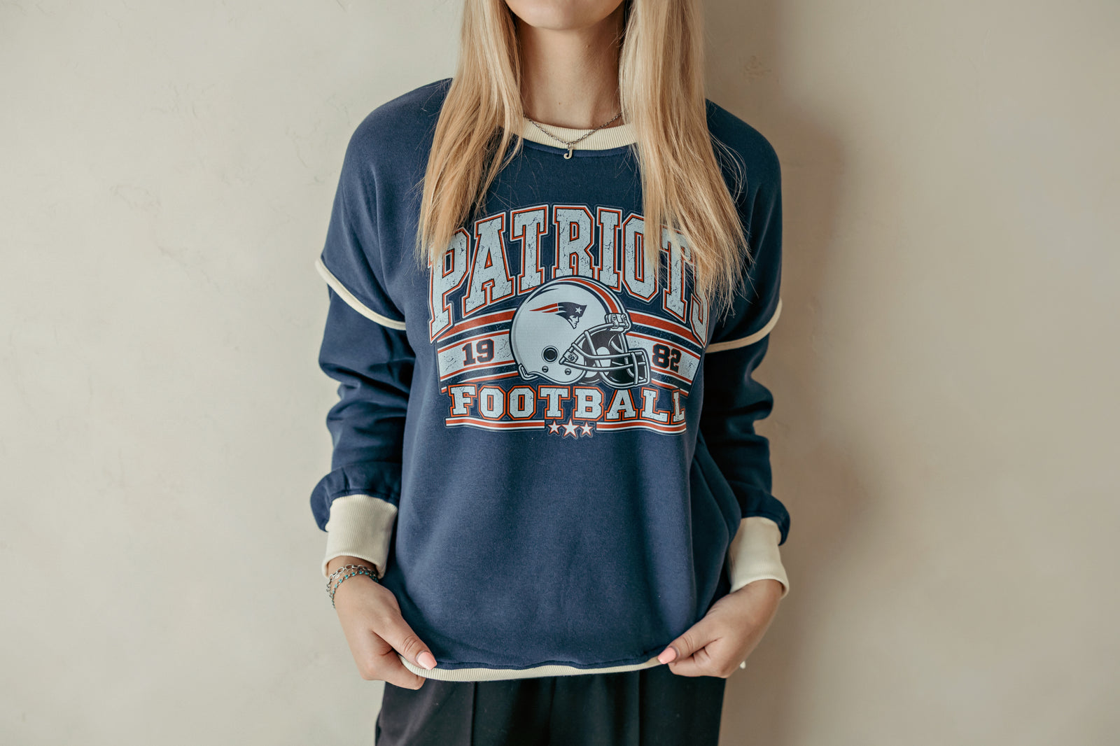 Patriots Vintage Football Helmet Sweatshirt Navy