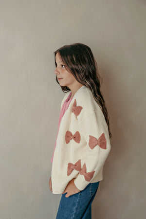 Bow Cardigan Wild Rosewood