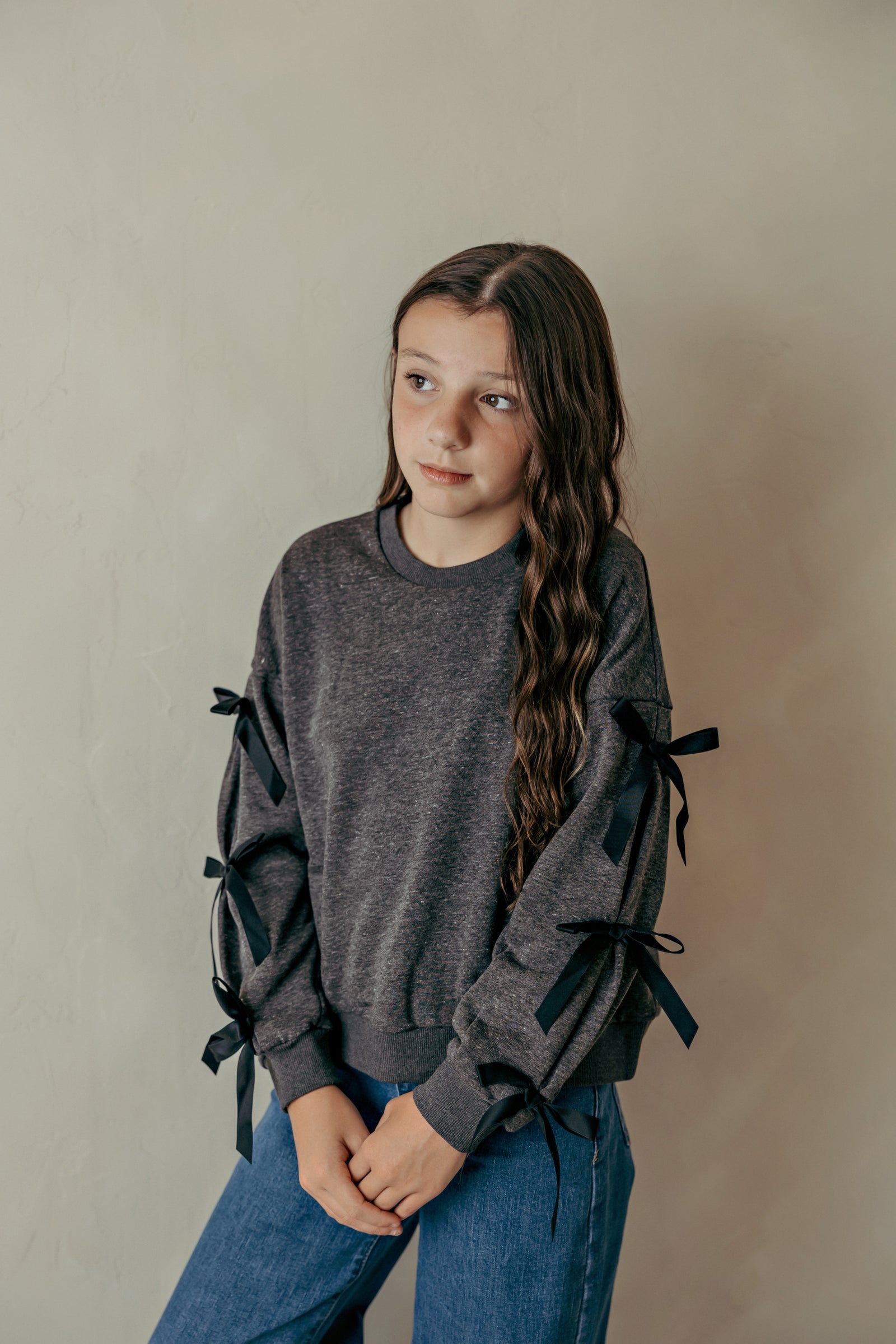 Girl's Knitted Sweater Dark Grey