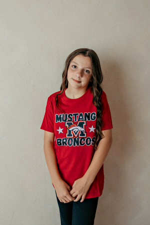 Youth Star Mustang Broncos Graphic Tee Red