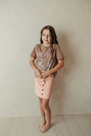 Day Dreamer Distressed Graphic Tee Raw Umber