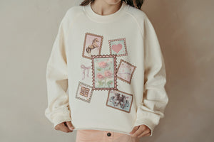 Stamps With Lurex Embroidery Sweatshirt Gardenia