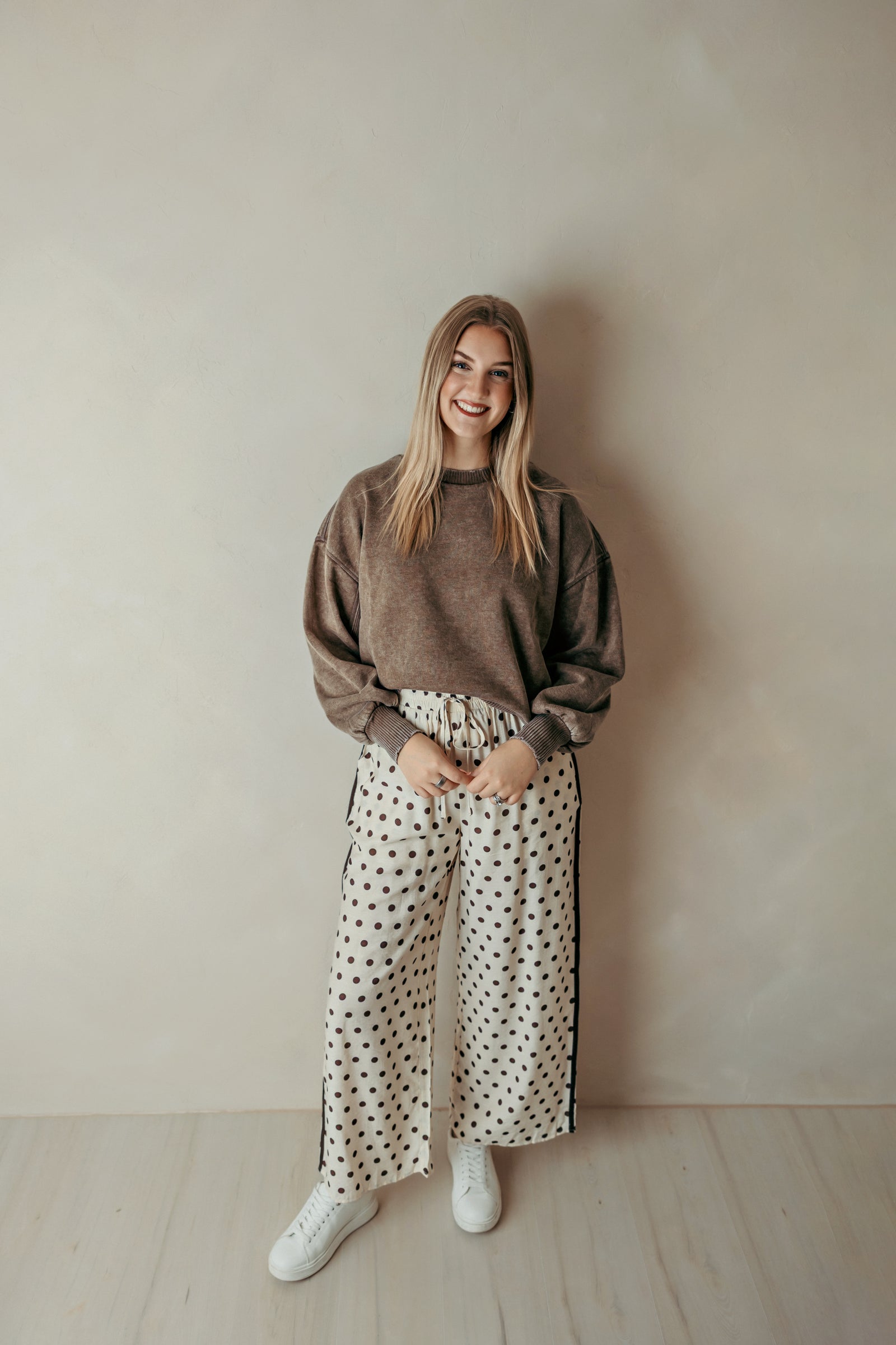 Acid Wash Fleece Oversized Pullover - Mocha