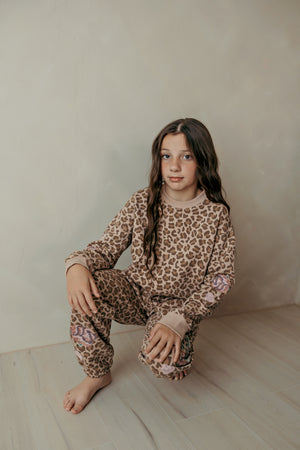 Cheetah Sweatshirt With Embroidery Mahogany Rose