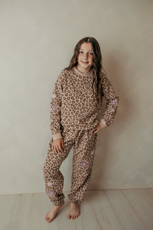 Cheetah Sweatshirt With Embroidery Mahogany Rose