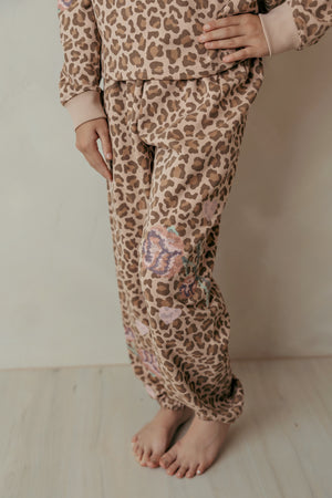 Cheetah Sweatpants With Embroidery Mahogany Rose