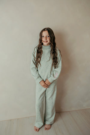 Pale Aqua Floral Print Sweatshirt
