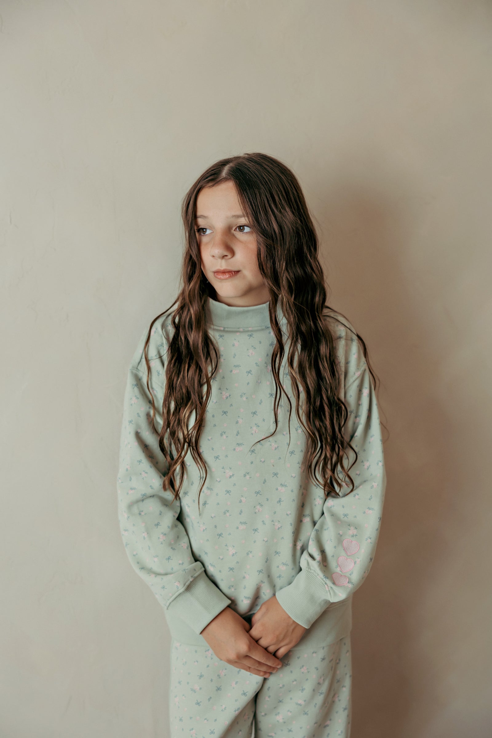 Pale Aqua Floral Print Sweatshirt