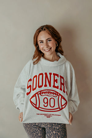 Gray OU Sooners Campus Classic Roll Sweatshirt