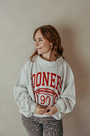 Gray OU Sooners Campus Classic Roll Sweatshirt