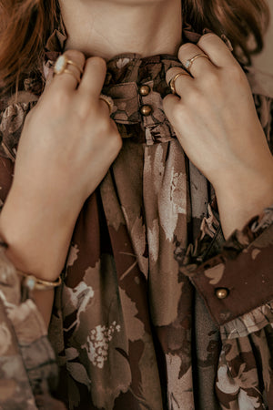 Water Colored Brown Floral Top