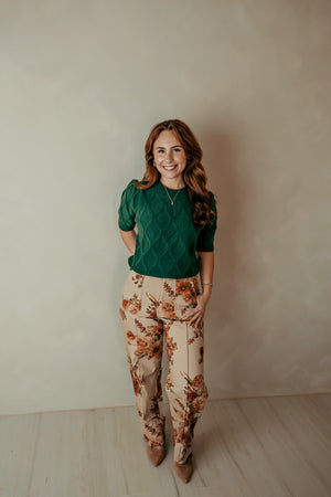 Rust Floral Contemporary Pants
