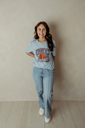 Adult Leopard OKC Basketball Baby Blue Graphic Tee